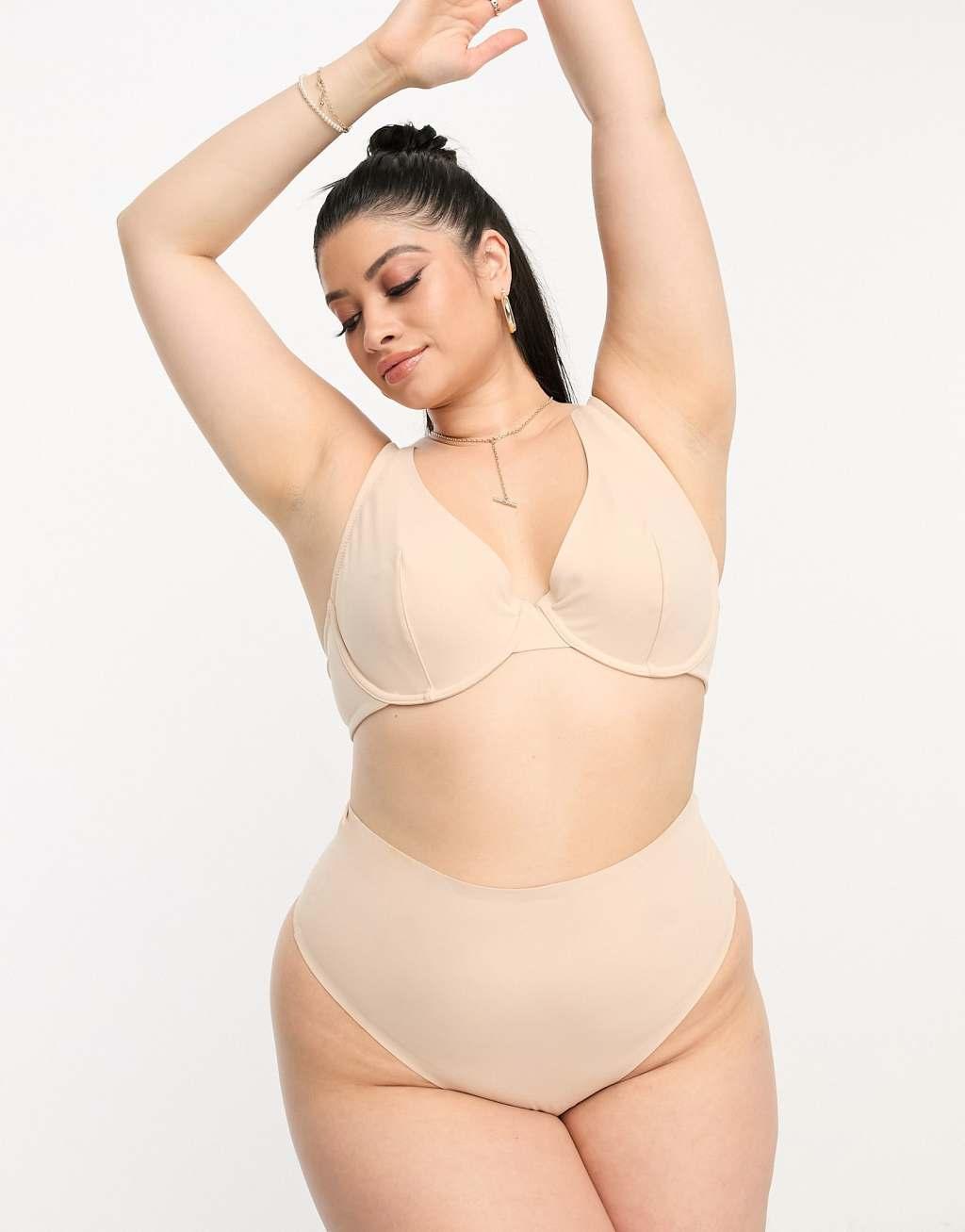 ASOS DESIGN Curve Marina smoothing high-waist thong Product Image