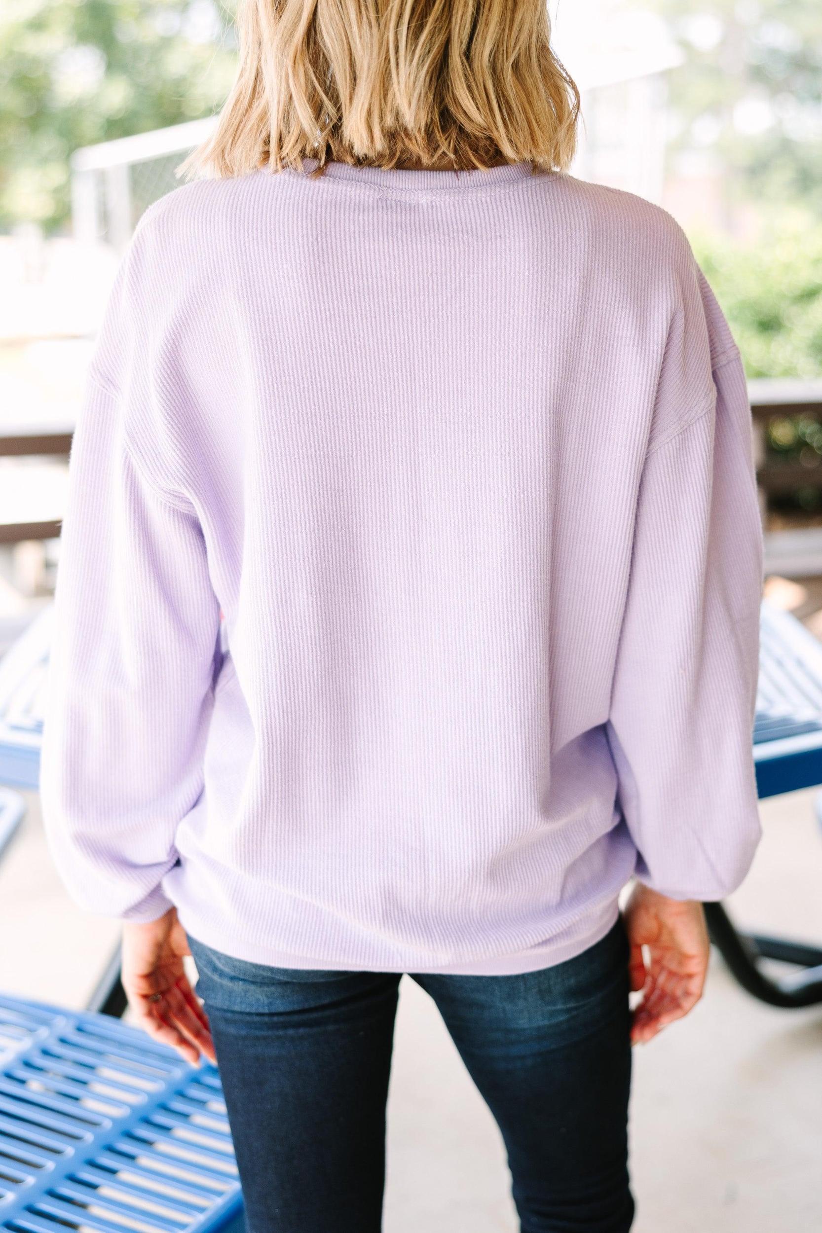 Teach Lilac Purple Corded Embroidered Sweatshirt Female Product Image