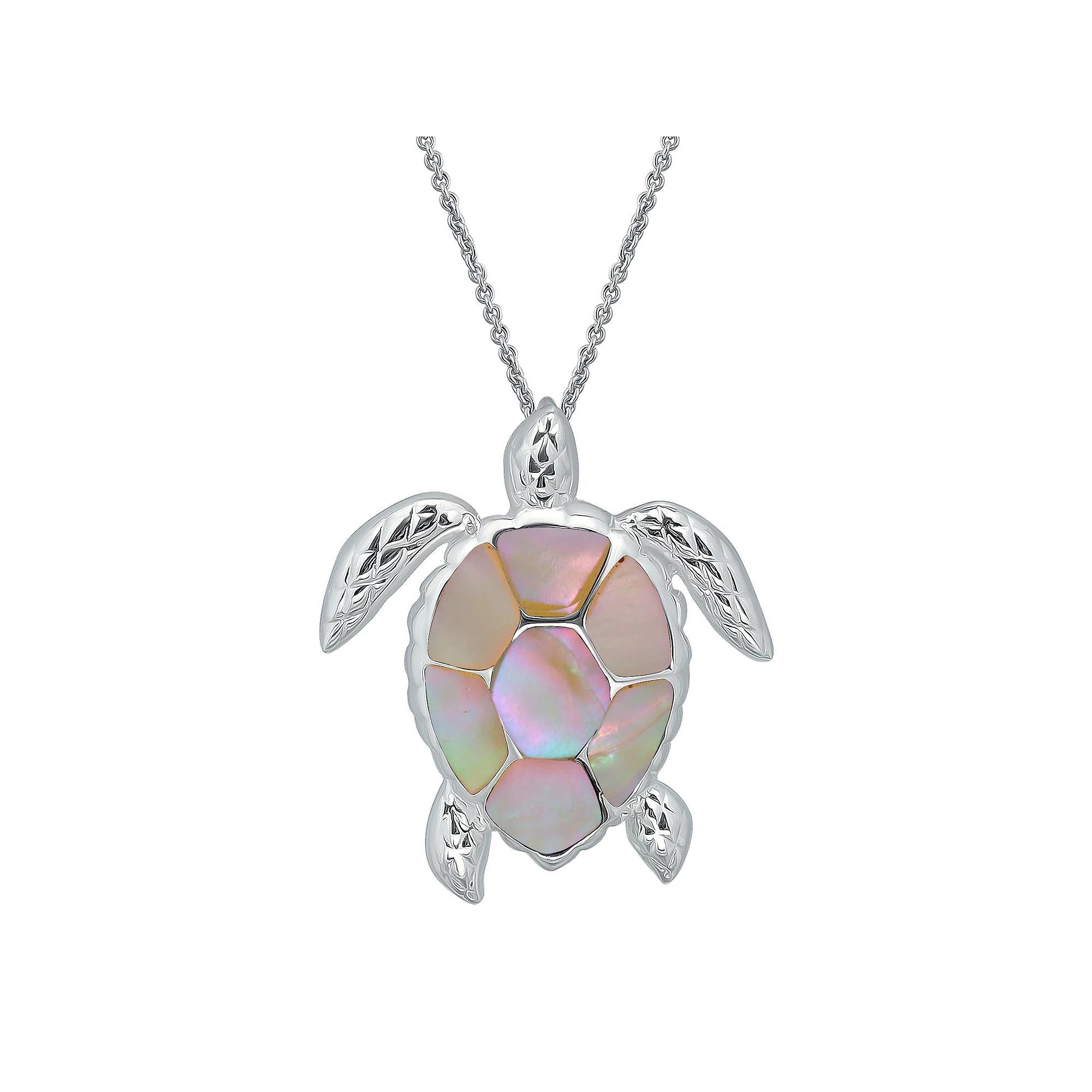 Aleure Precioso Silver Plated Abalone Turtle Pendant Necklace, Women's, Size: 18", Silver Tone Team Product Image
