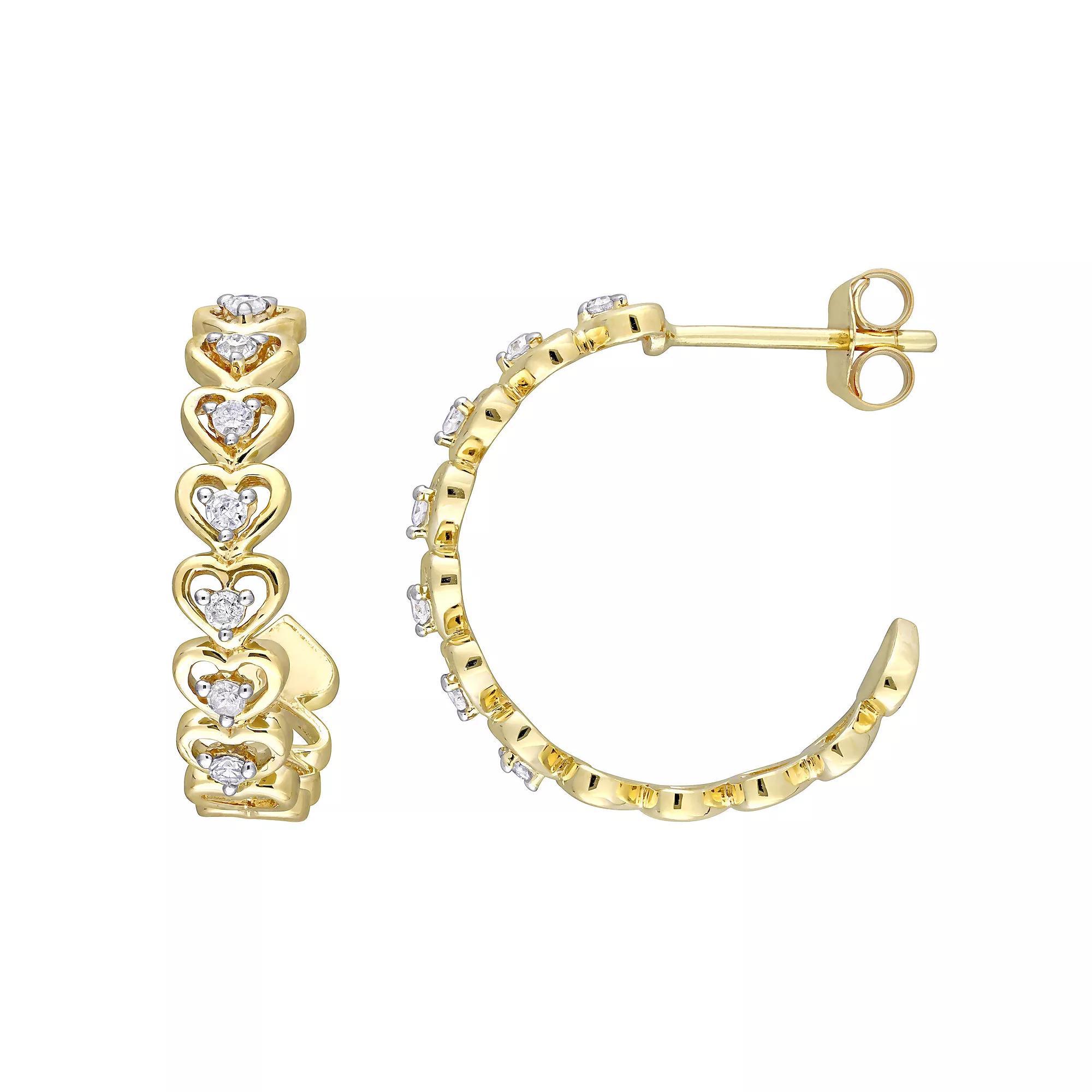 Stella Grace 10k Gold 1/5 Carat T.W Diamond Hoop Earrings, Women's Product Image