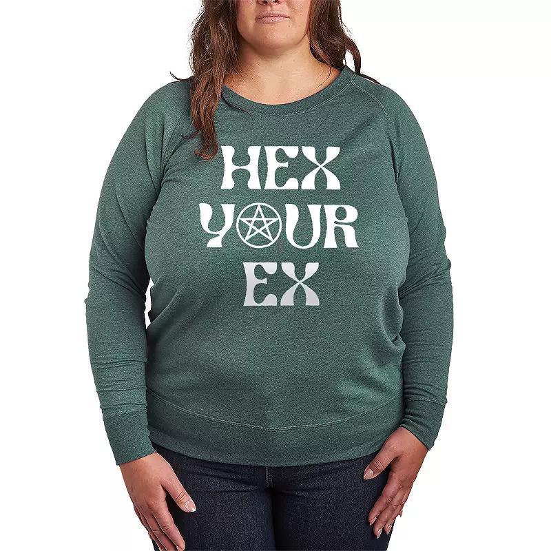 Plus Size Hex Your Ex French Terry Long Sleeve Tee, Womens Heather Grey Product Image