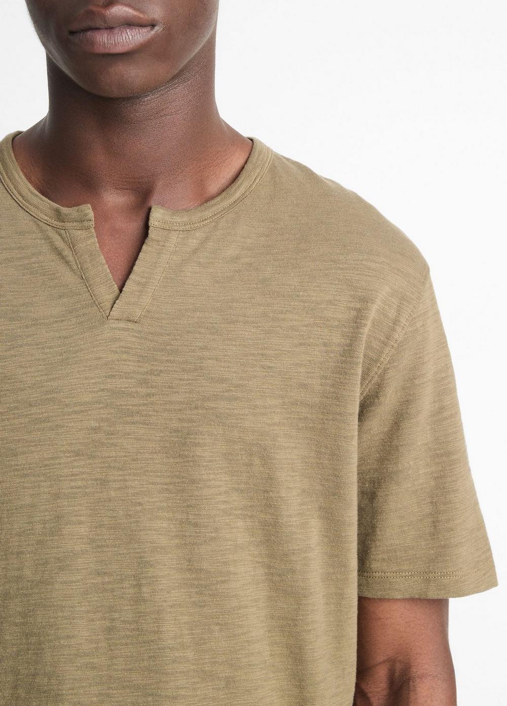 Mens Slub Cotton Split-Neck T-Shirt, Midnight Sky, Size M Vince Product Image