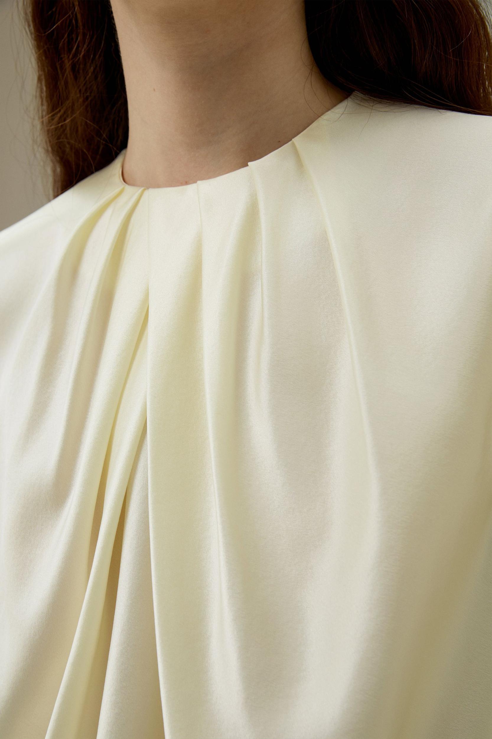 Silk Ruched-Neck Top Product Image