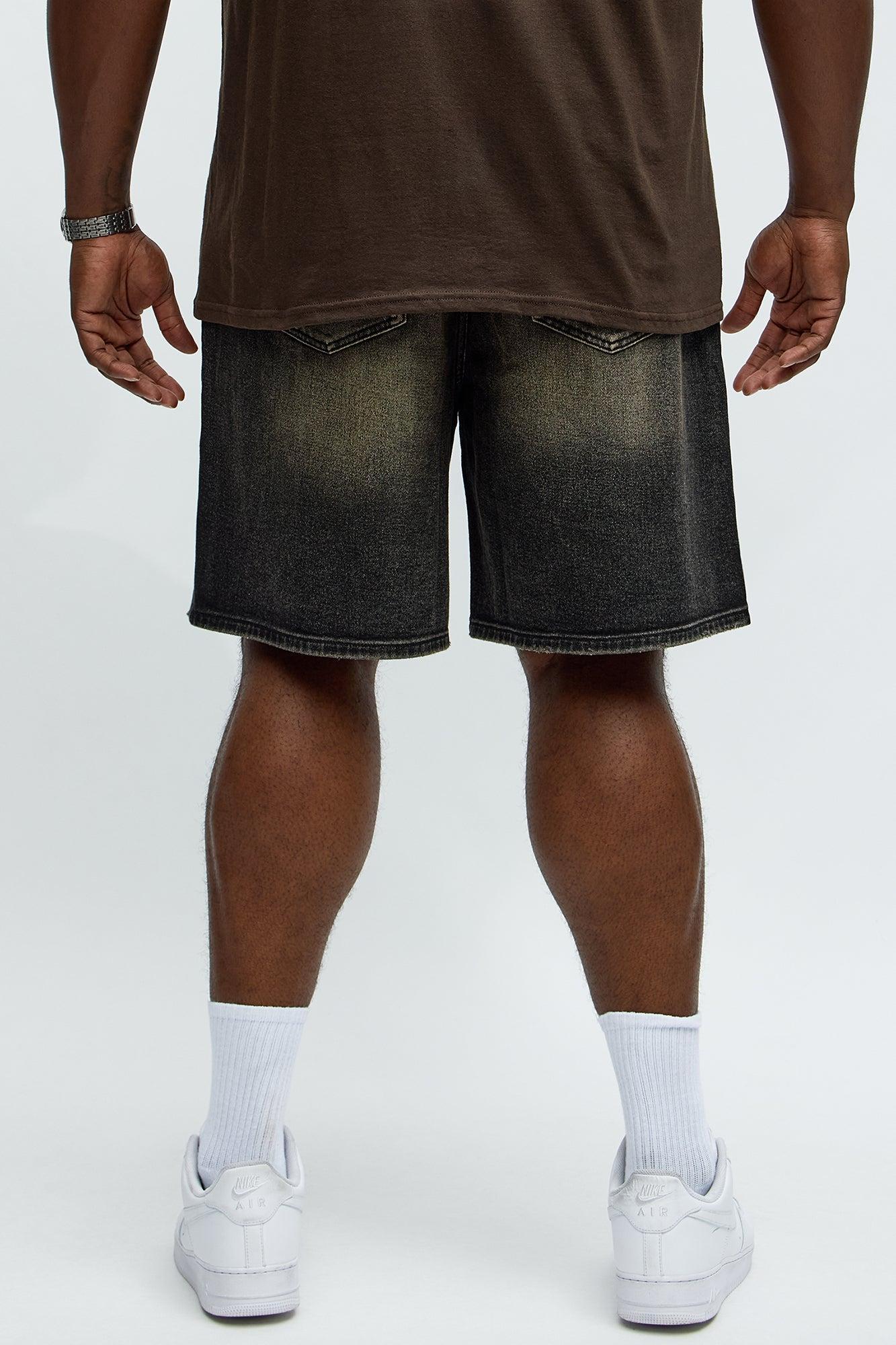 Relaxed All Alone Distressed Denim Shorts - Black Wash Product Image