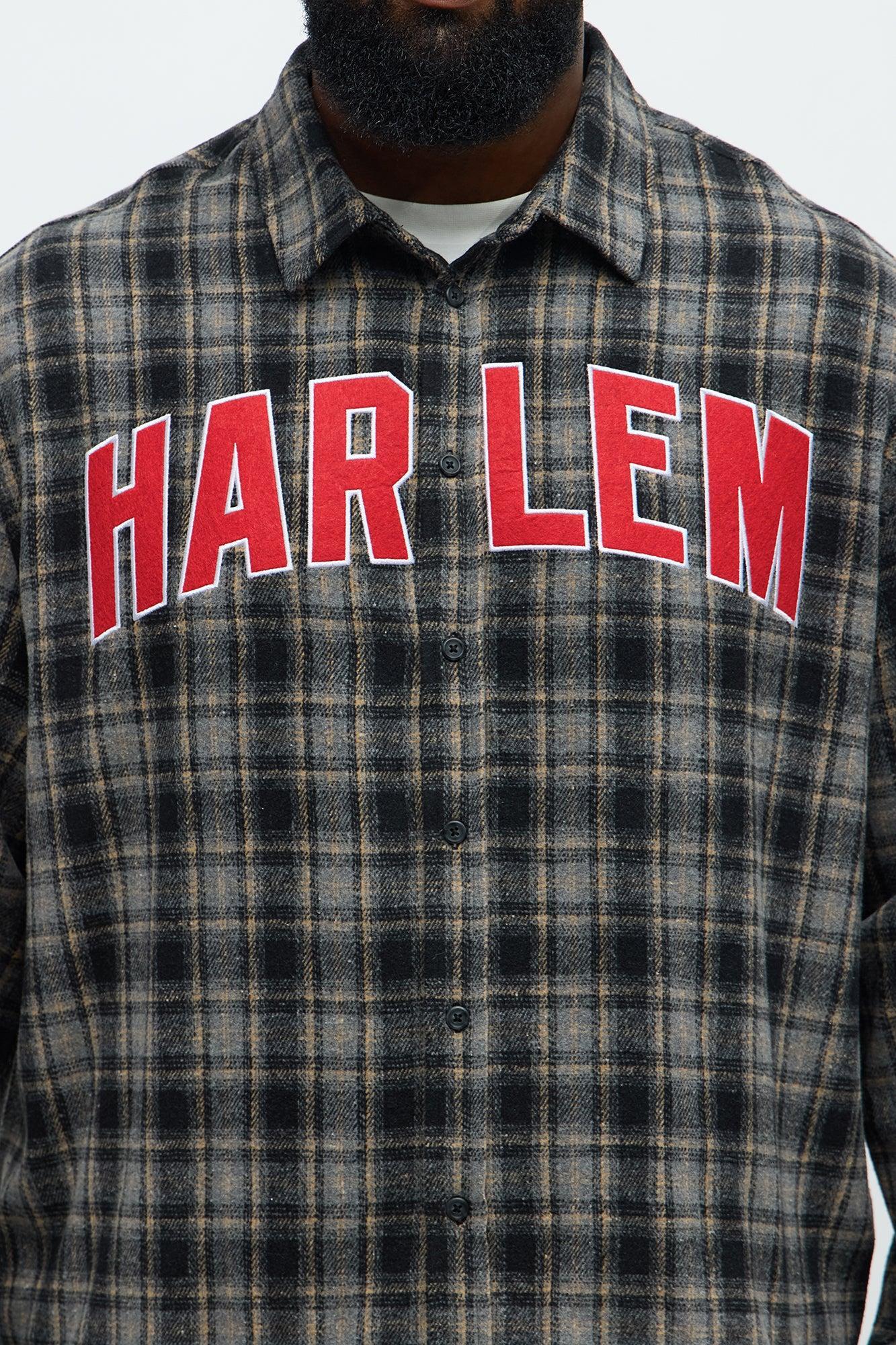 Relaxed Fit Harlem Plaid Long Sleeve Button Up - Black/combo Product Image