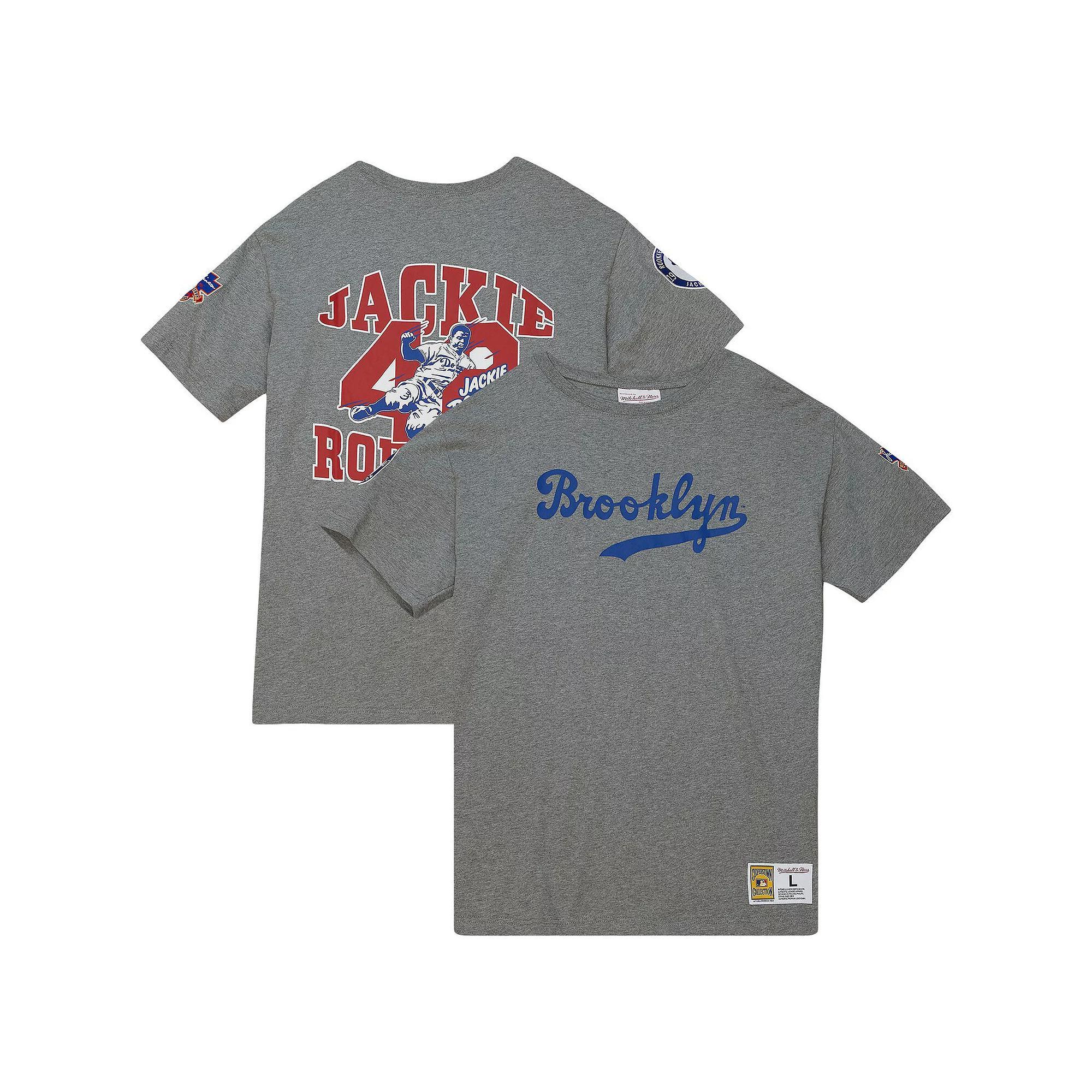 Men's Mitchell & Ness Jackie Robinson Gray Brooklyn Dodgers Cooperstown Collection Legends T-Shirt, Size: Large, Mlb Grey Product Image