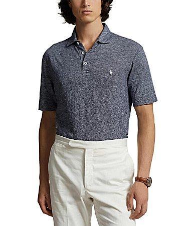 Mens Linen-Blend Oxford Polo Shirt Product Image