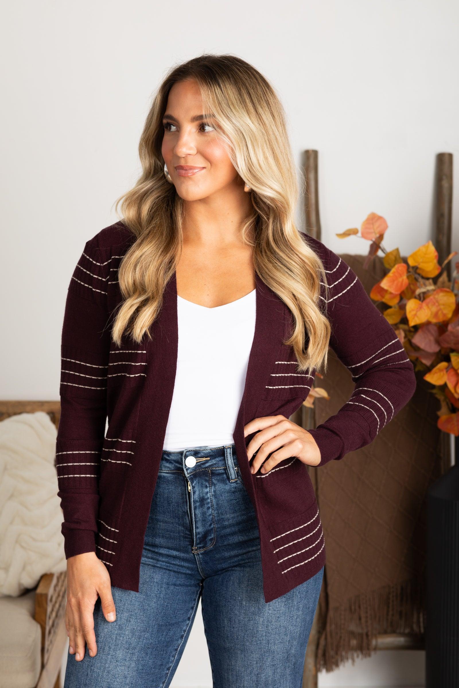 Stitch Striped Open Front Cardigan Product Image