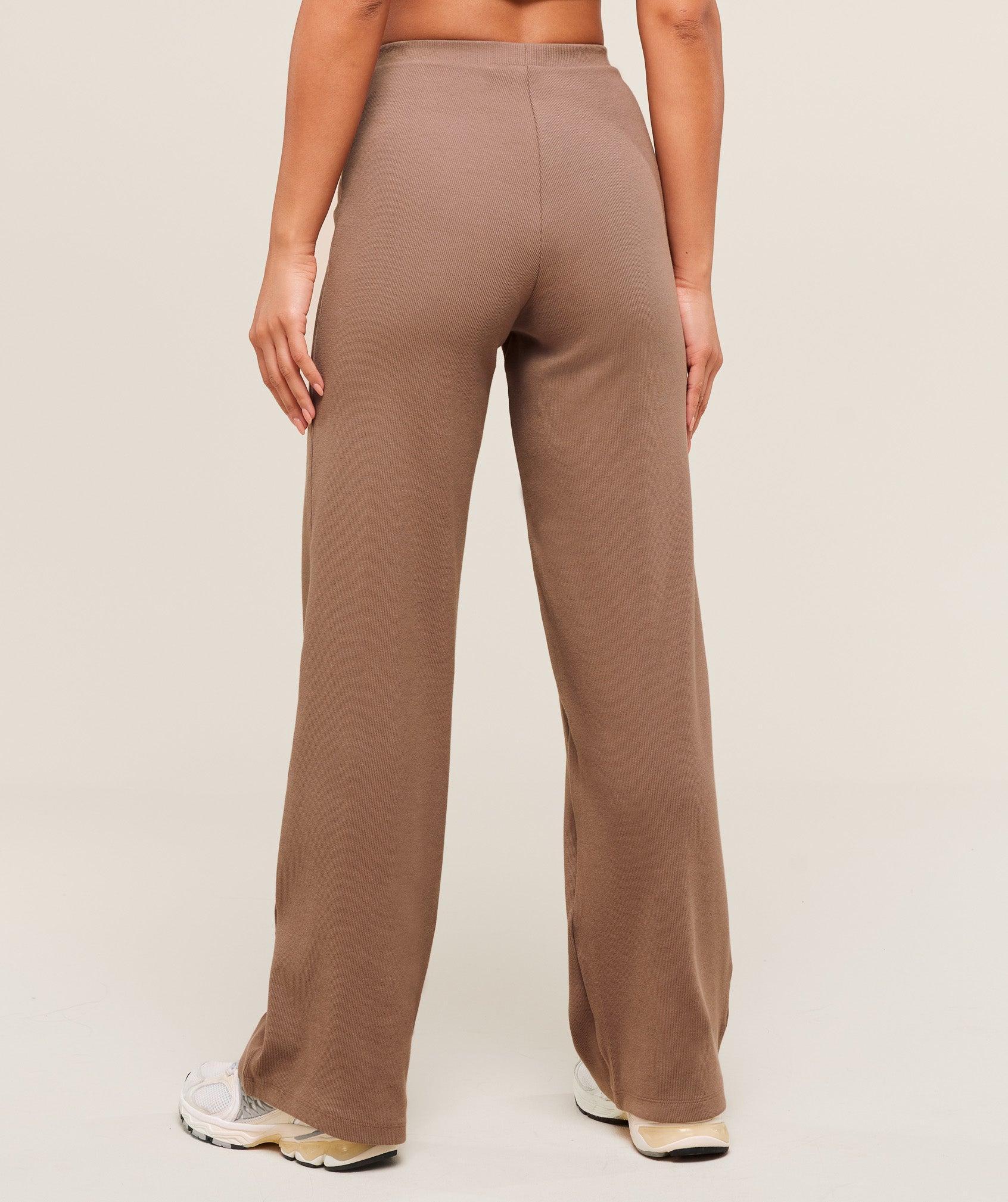 Ribbed Cotton Straight Leg Pants Product Image