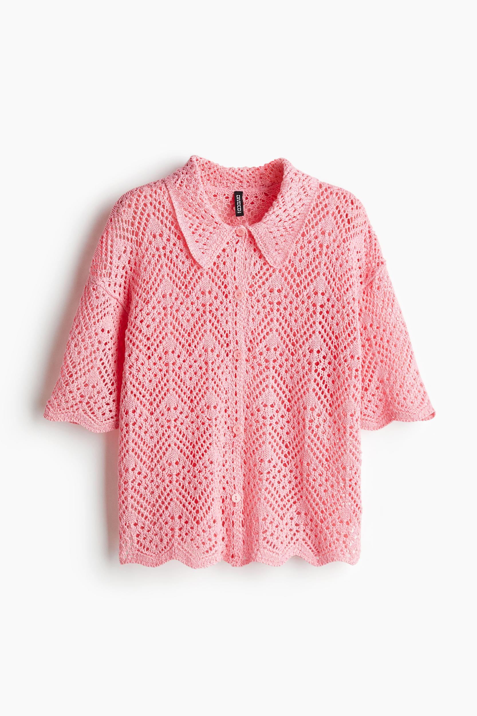 Short-Sleeved Pointelle-Knit Shirt Product Image