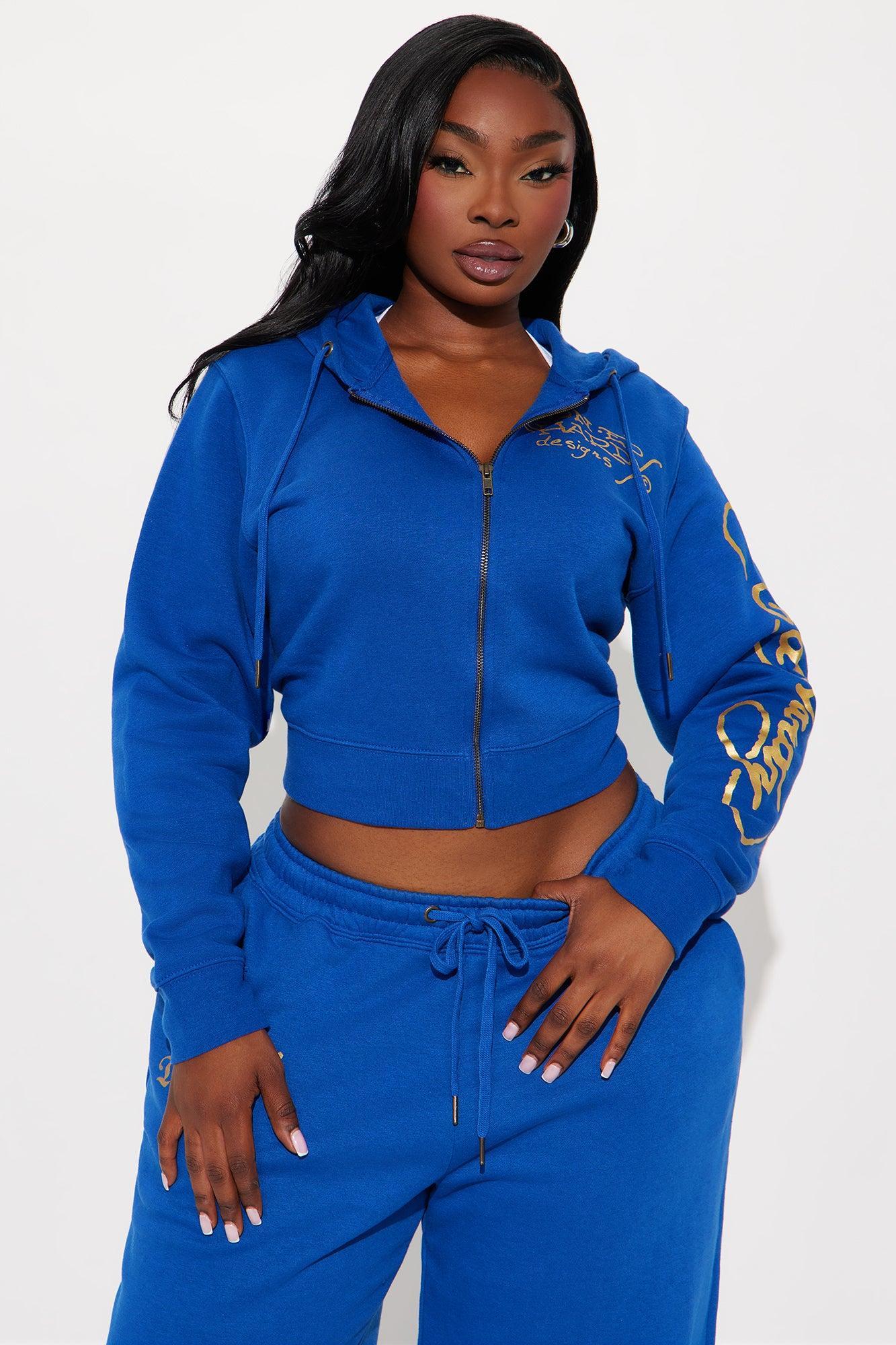 Tiger Lotus Ed Hardy Zip Front Hoodie - CobaltBlue Product Image