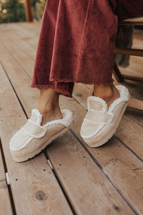 The Anna Faux Suede Slipper in Light Beige Product Image