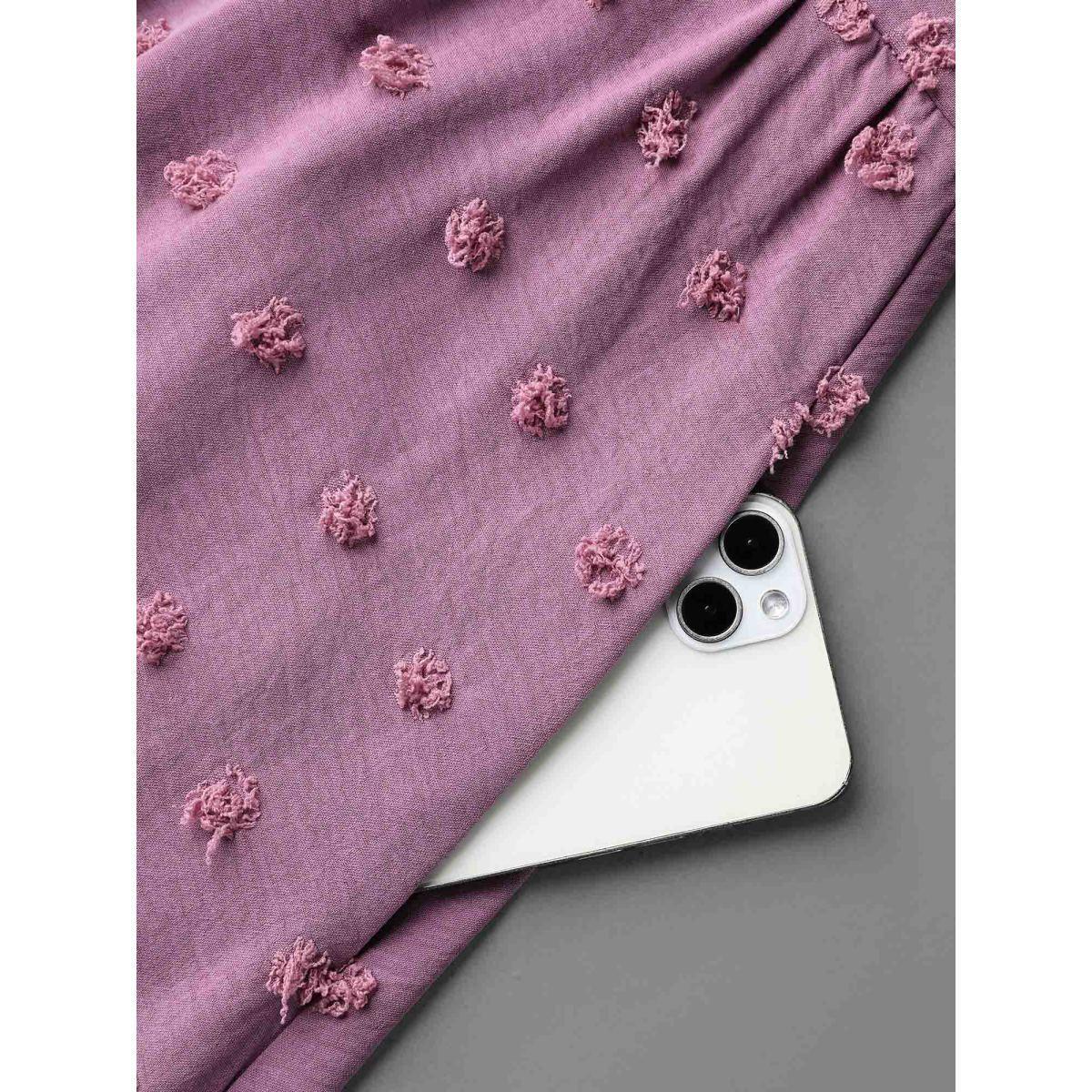 Plus Size V-Neck Textured Batwing Sleeve Midi Dress Lilac Women Resort Texture V-neck Half Sleeve Curvy BloomChic 30/6X Product Image