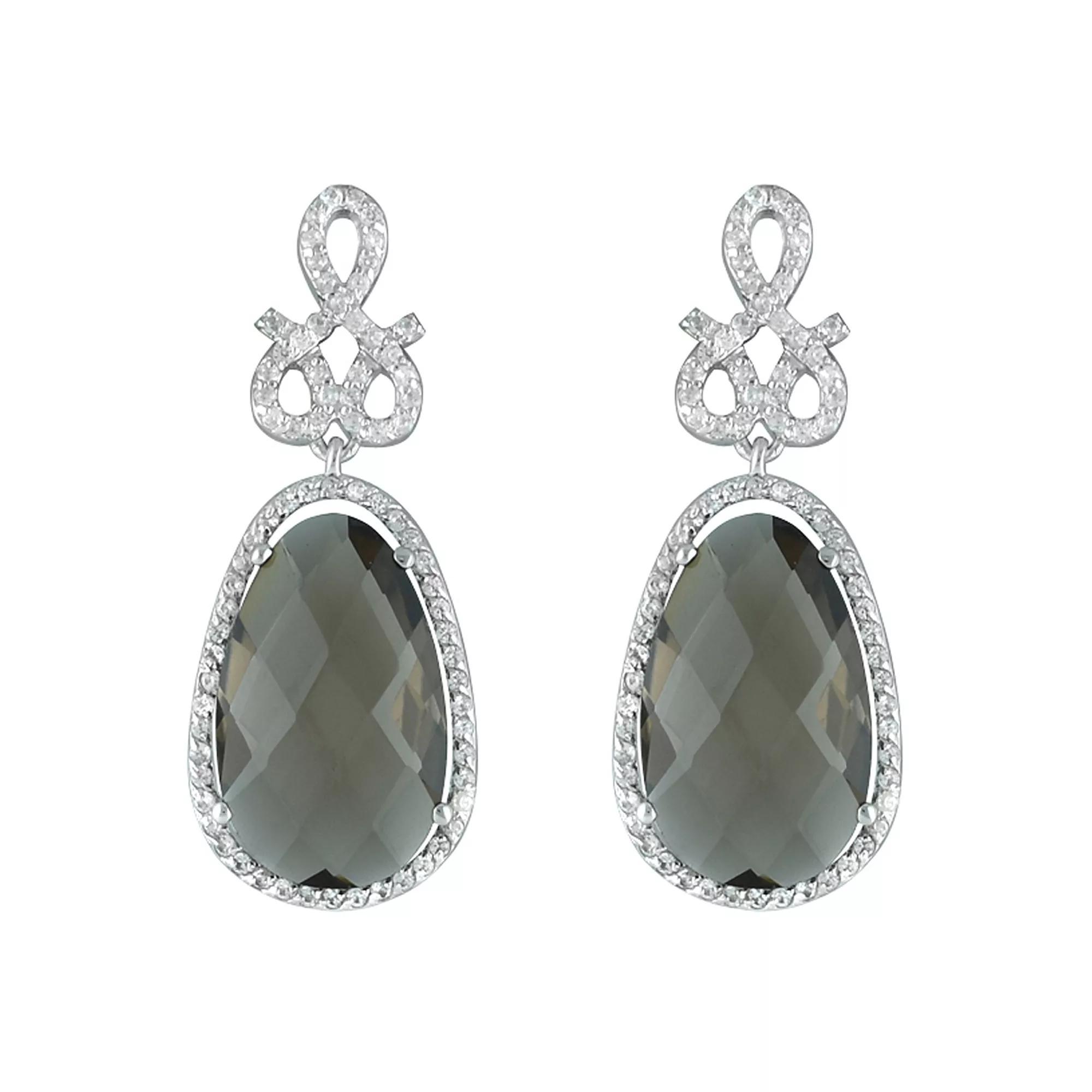 Sterling Silver Smoky Quartz Dangle Earrings, Women's Product Image