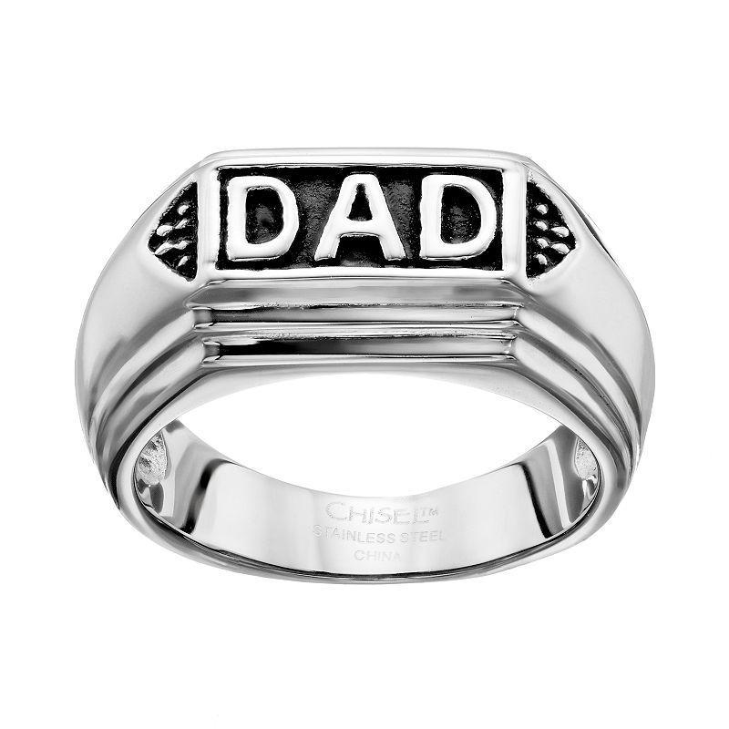 Stainless Steel "Dad" Ring - Men, Men's, Size: 10, Grey Product Image