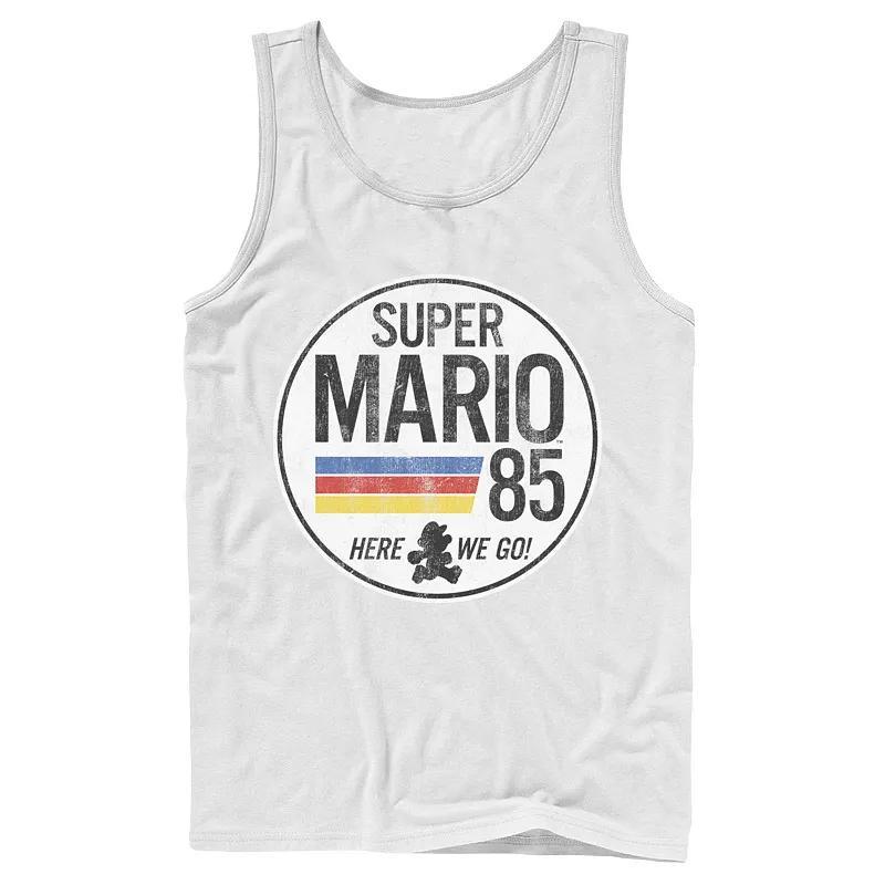 Men's Super Mario Retro Distressed Logo Tank Top, Size: Small, Blue Product Image