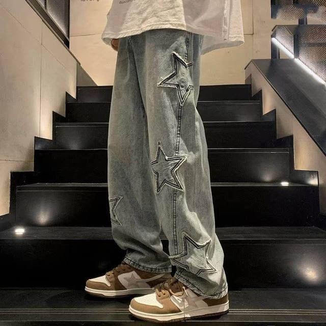 Star Embroidered Straight Leg Jeans Product Image