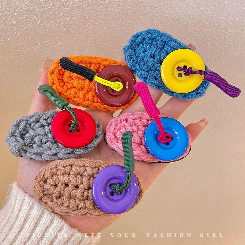 Button Knit Hair Clip Product Image