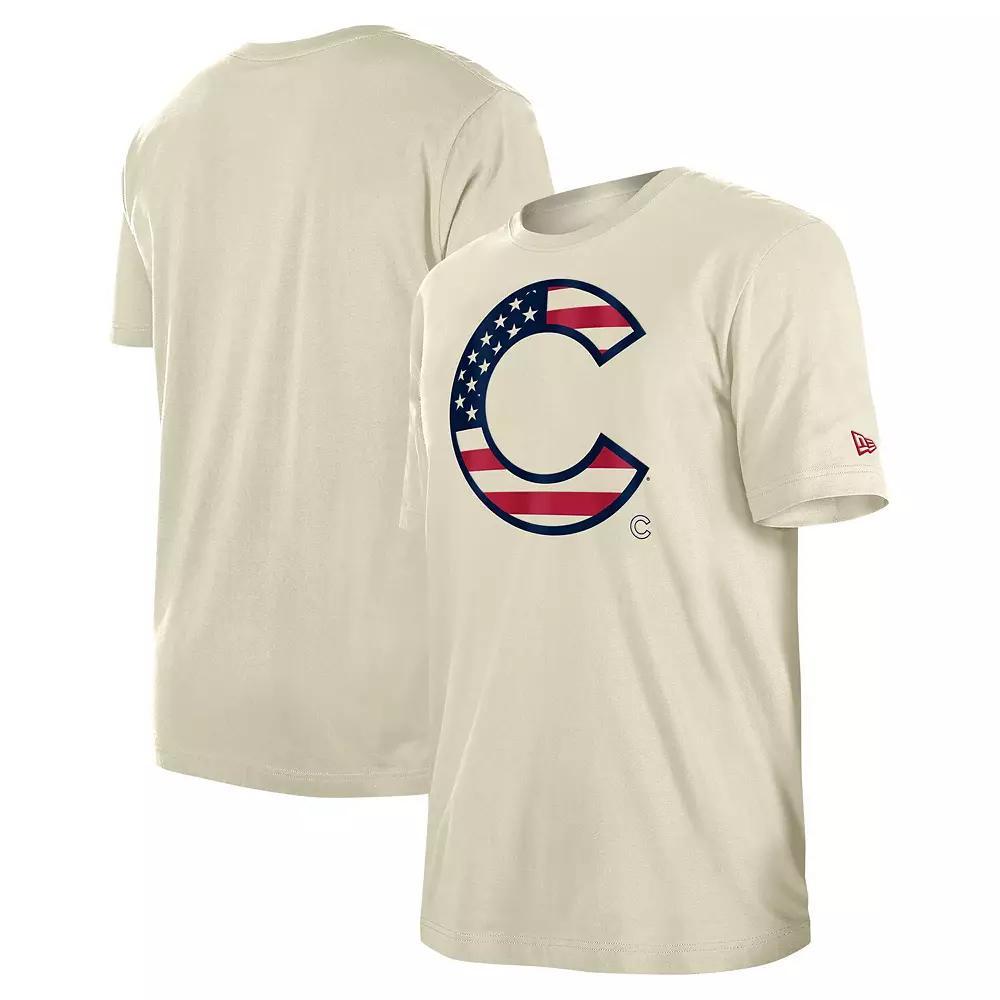 Men's New Era Cream Chicago Cubs 4th of July Flag Fill T-Shirt, Size: Large, Beige Product Image