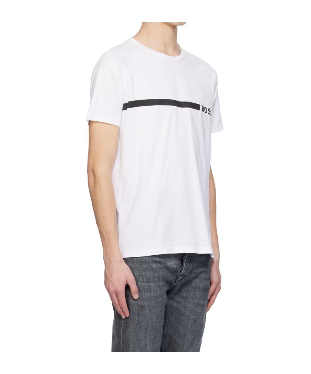HUGO BOSS Logo Round-neck T-shirt In White Product Image