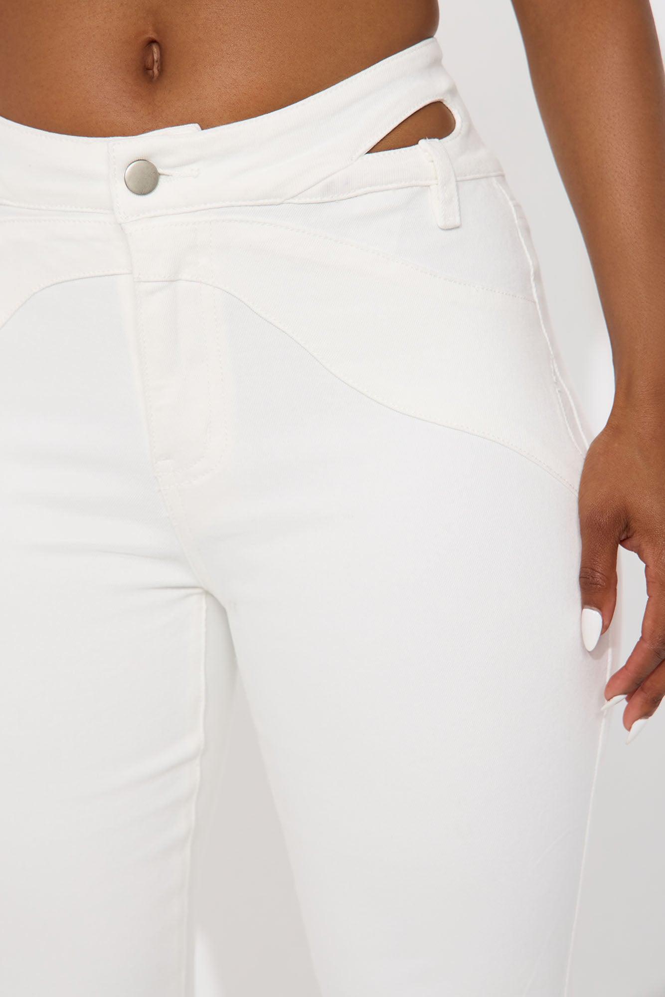 Peekaboo Cut Out Flare Jeans - White Female Product Image