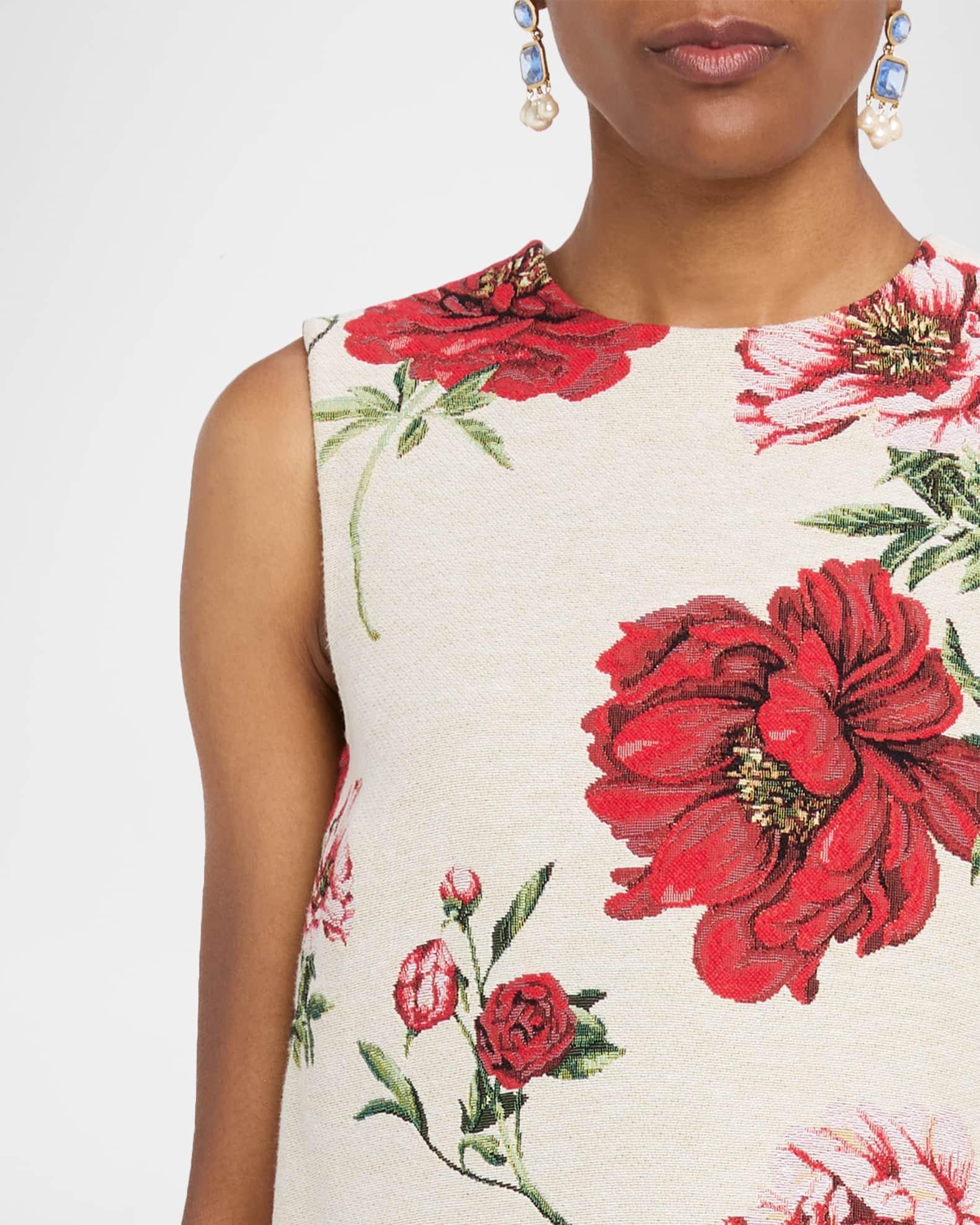Peony Unraveled Jacquard Sleeveless Mini Day Dress Product Image