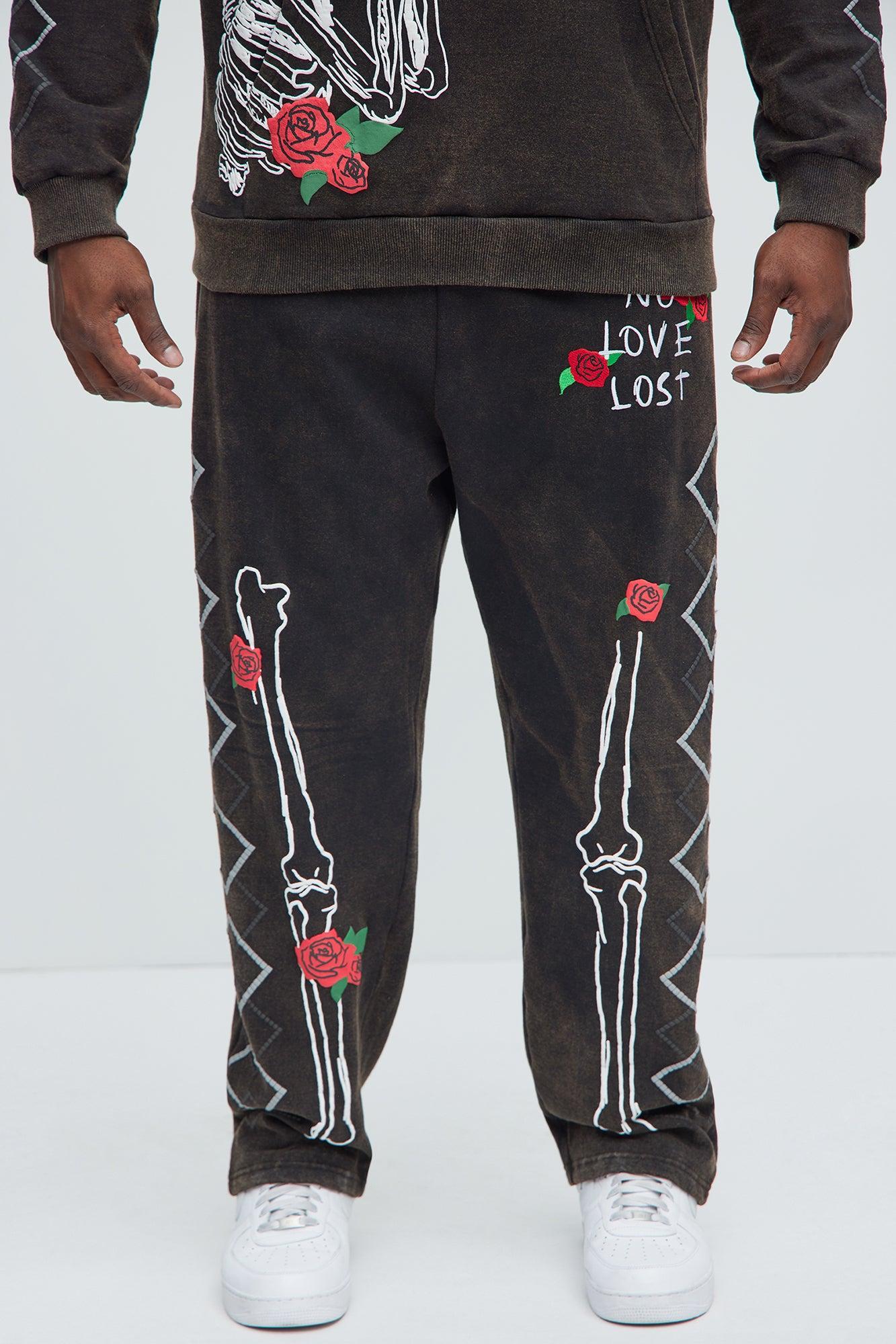 No Love Lost Skeleton Sweatpants - Black Product Image