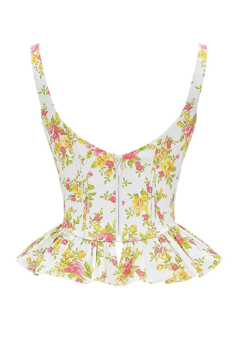 Gigou Royal Rose Print Peplum Cotton Corset Product Image