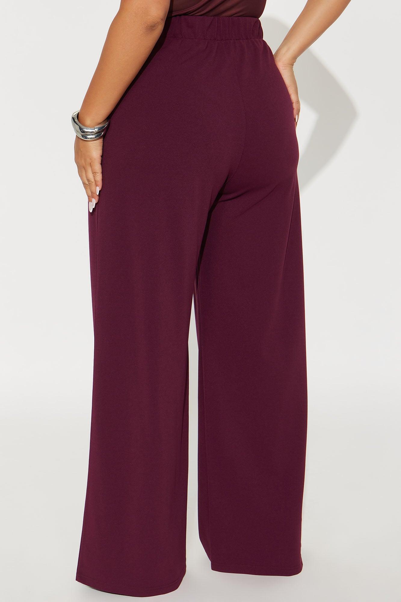 What Matters Most Wide Leg Trouser - Burgundy Female Product Image