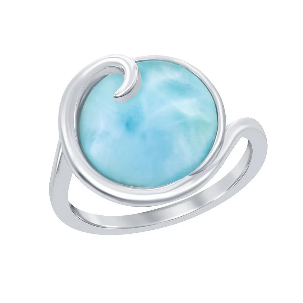 Sterling Silver Wave Design Larimar Ring, Women's, Size: 7 Product Image