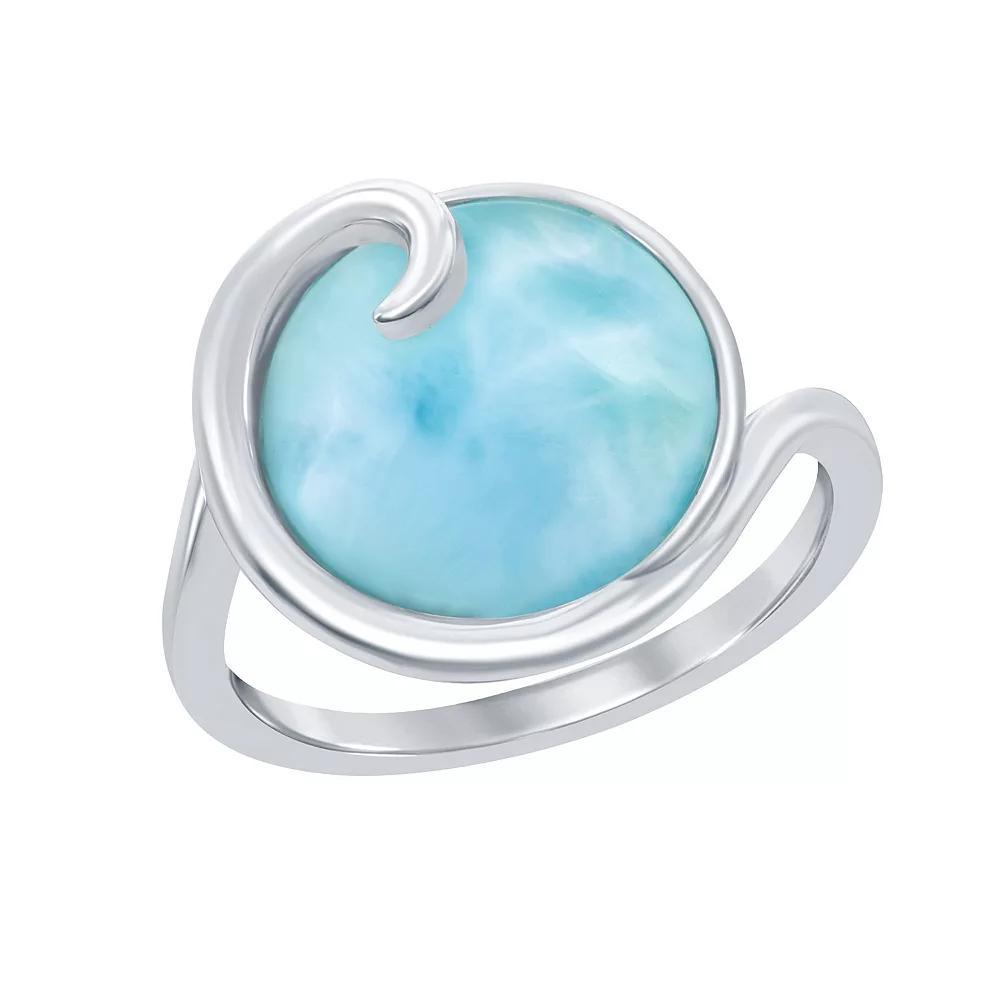 Sterling Silver Wave Design Larimar Ring, Women's, Size: 7 Product Image