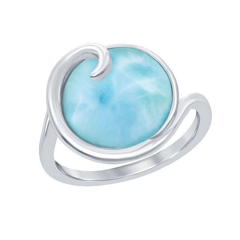 Sterling Silver Wave Design Larimar Ring, Women's, Size: 7 Product Image