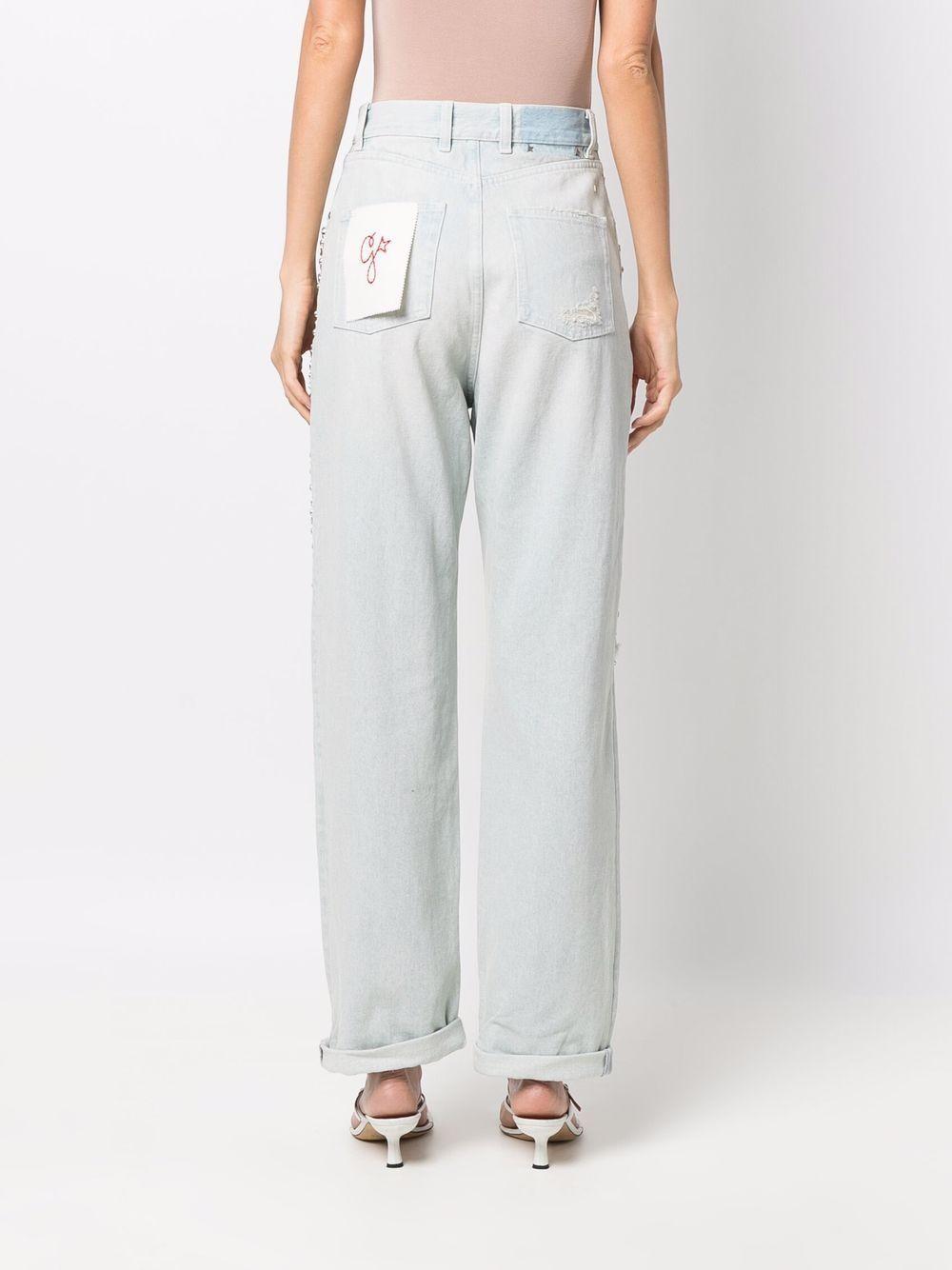 Kim cabochon-crystal bleached jeans Product Image