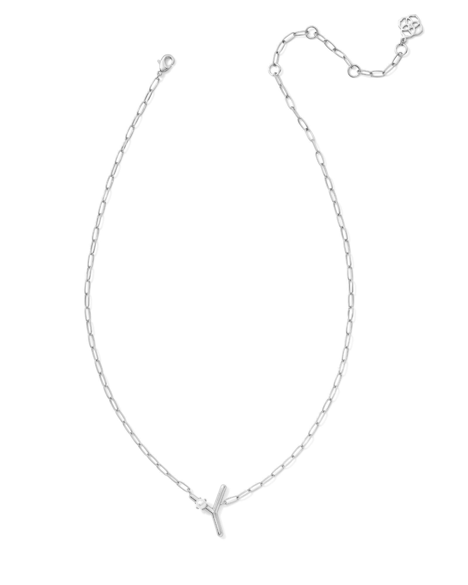 Pearl Silver Letter X Short Pendant Necklace in Freshwater Cultured Pearl Product Image