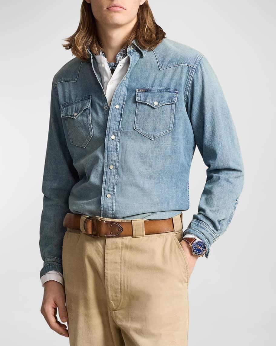 Mens Denim Snap-Front Western Shirt Product Image