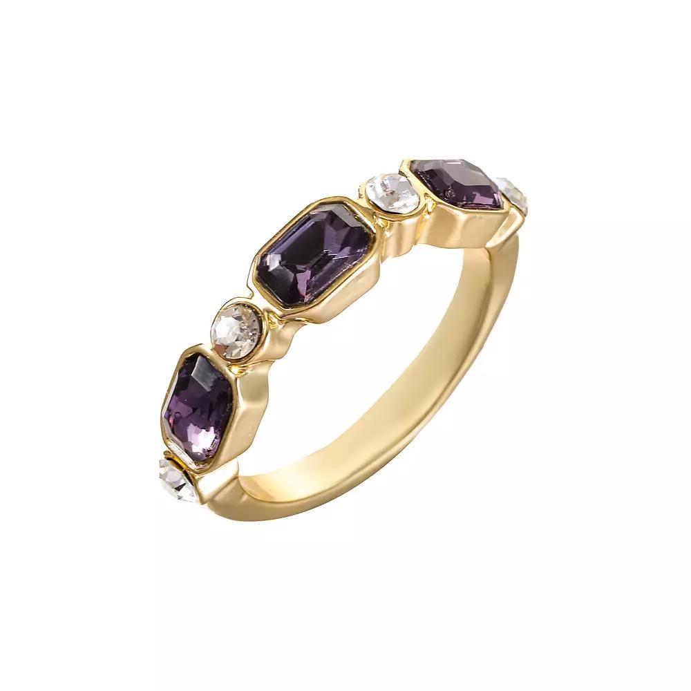 City Luxe Gold Tone Blue & Clear Crystal Ring, Women's, Size: 10, February Product Image