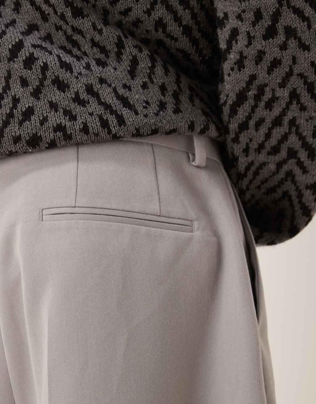 ASOS DESIGN smart extreme wide leg pants with front pleats in light gray Product Image
