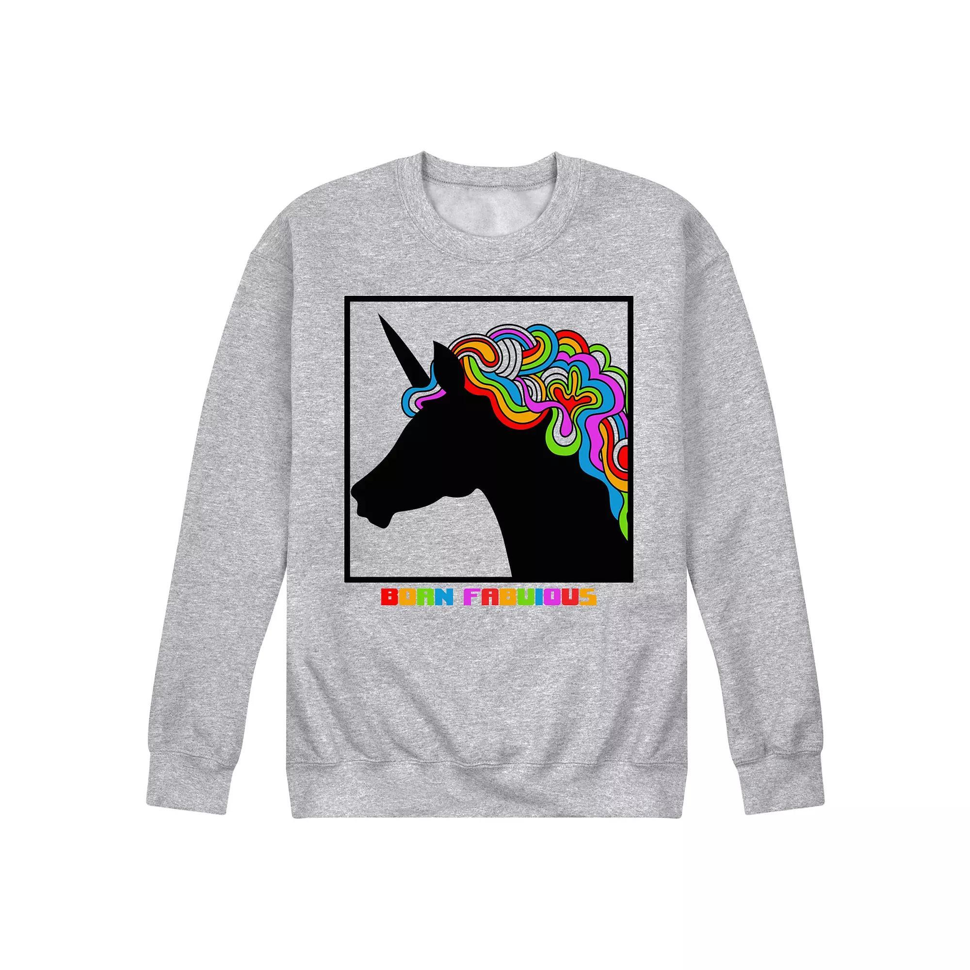 Men's Pride Unicorn Boogie Fleece Sweatshirt, Size: Large, Grey Gray Product Image