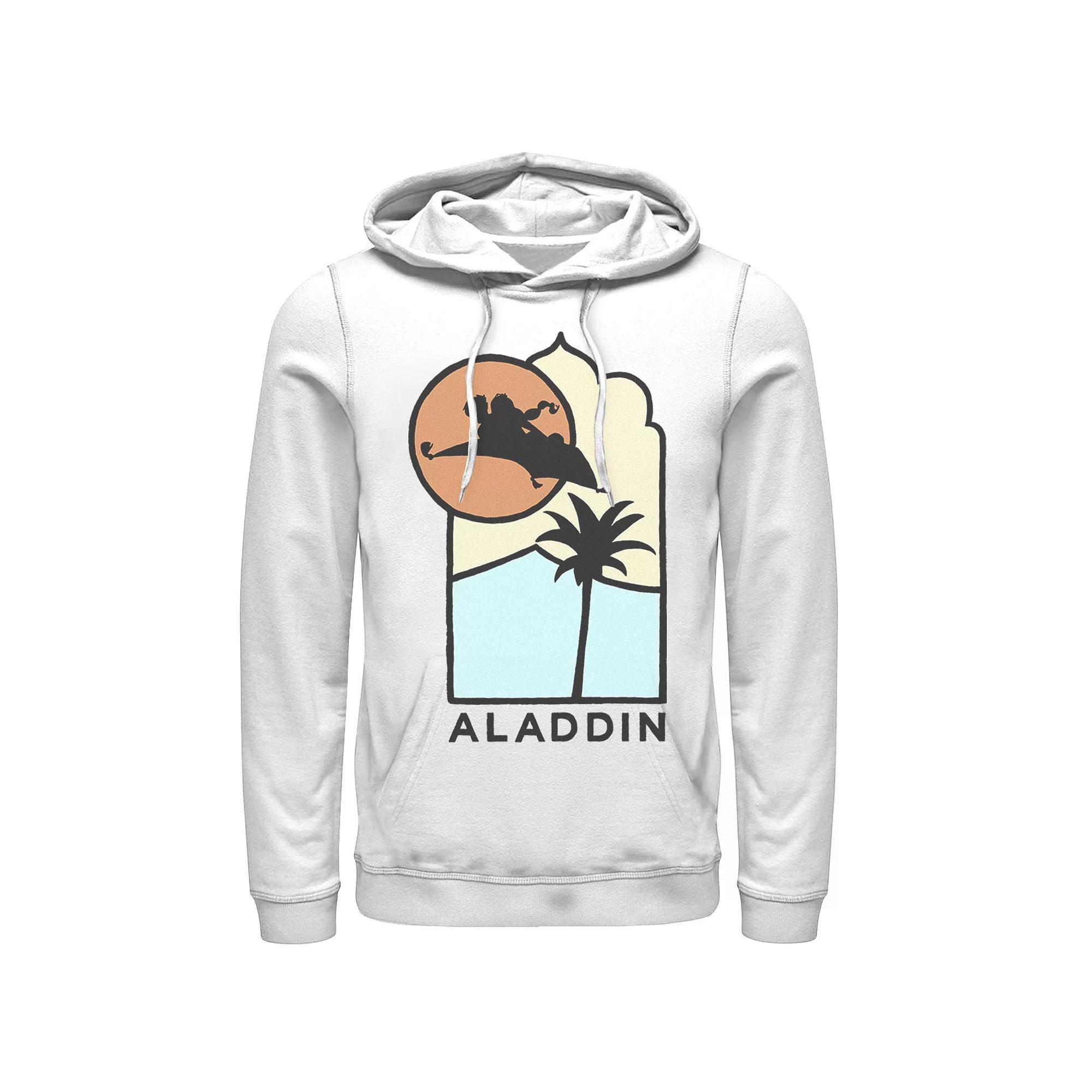 Disney's Aladdin Men's Carpet Ride Line Art Logo Hoodie, Size: XL, White Product Image