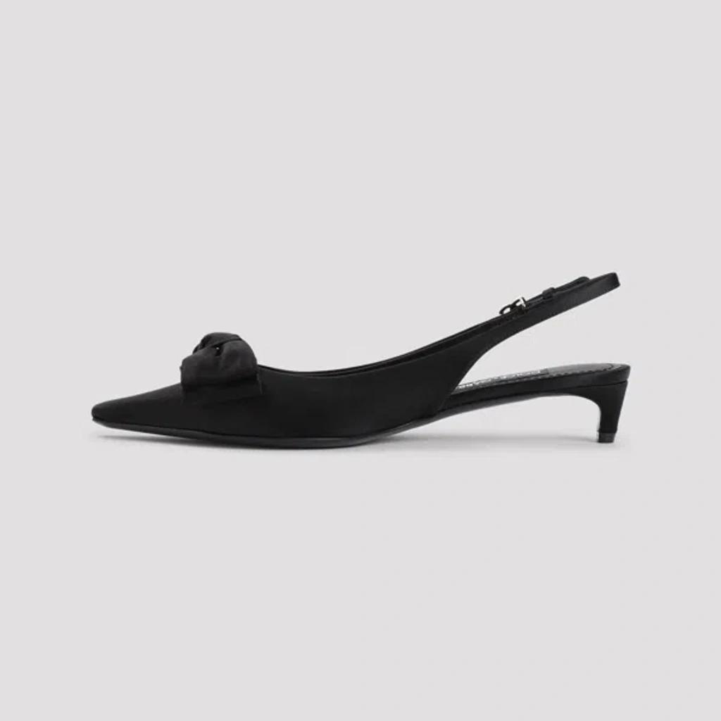 DOLCE & GABBANA Satin Slingback Pumps In Black Product Image