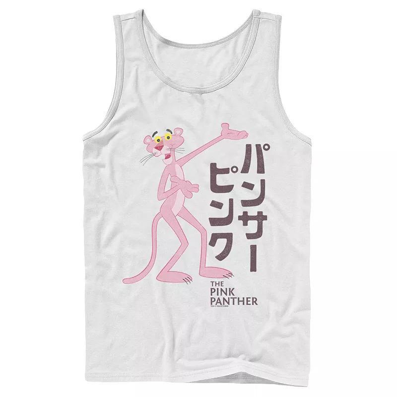 Men's Pink Panther Kanji Portrait Logo Tank Top, Size: Large, White Product Image
