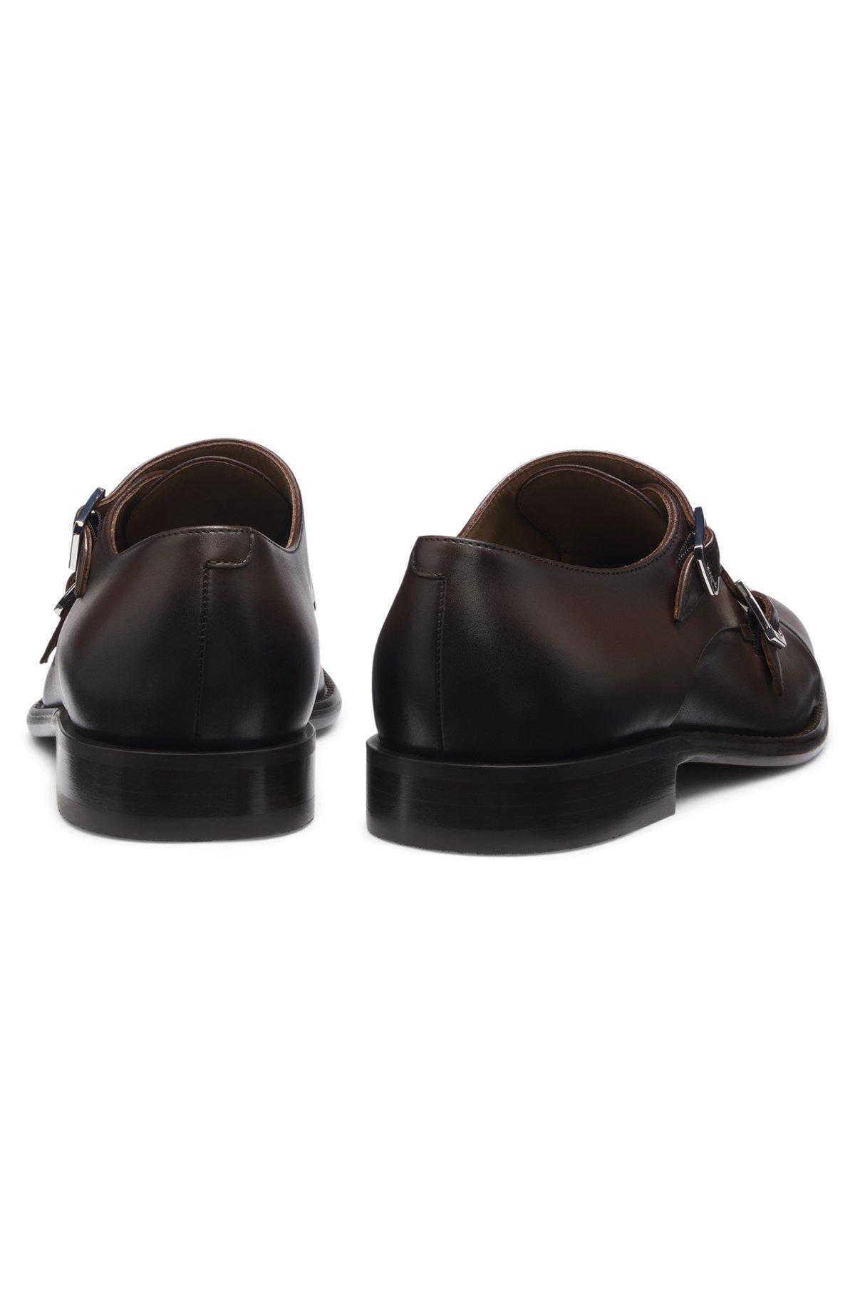 Leather monk shoes with double strap Product Image