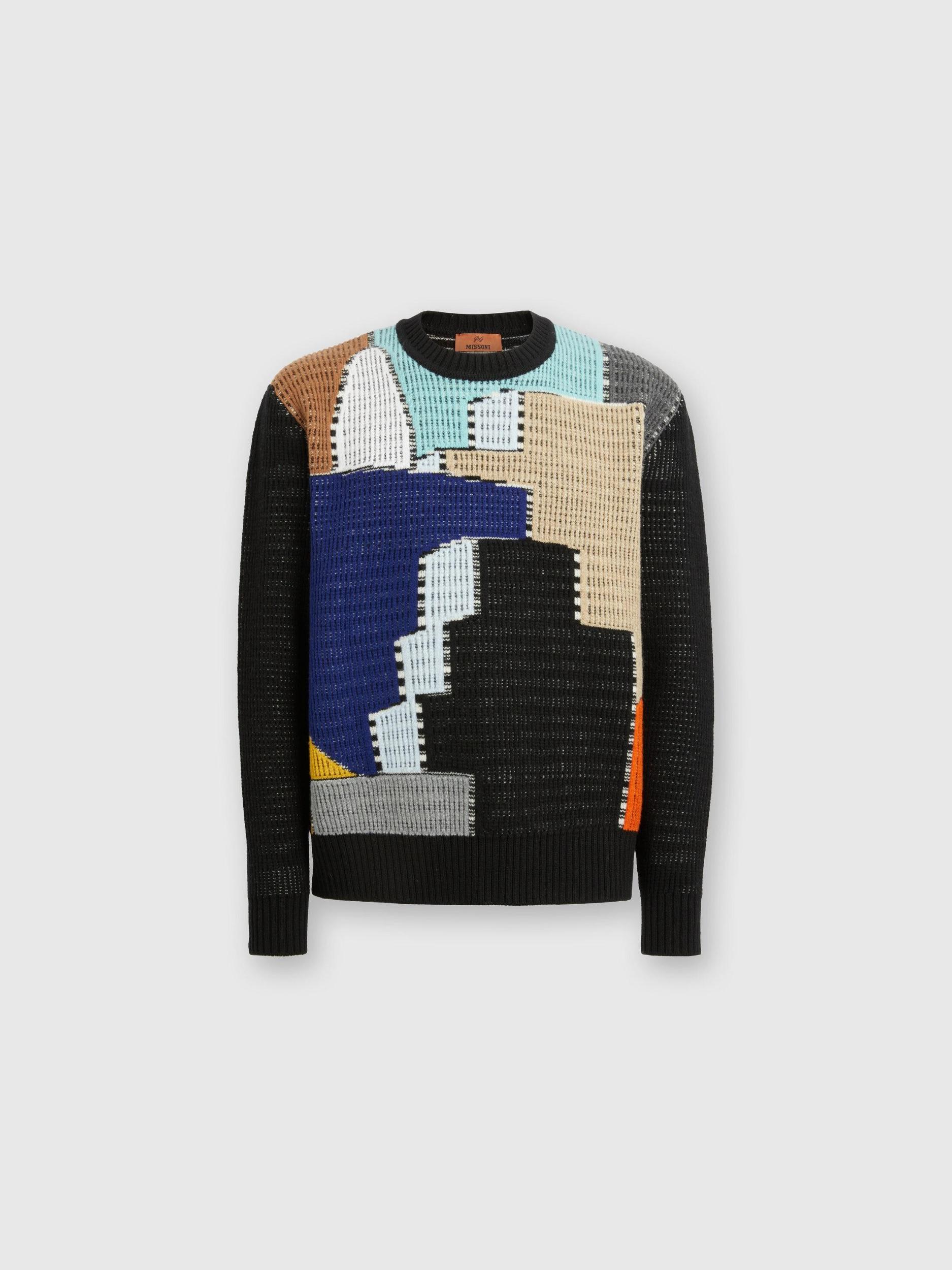 Wool crewneck pullover with inlay Product Image