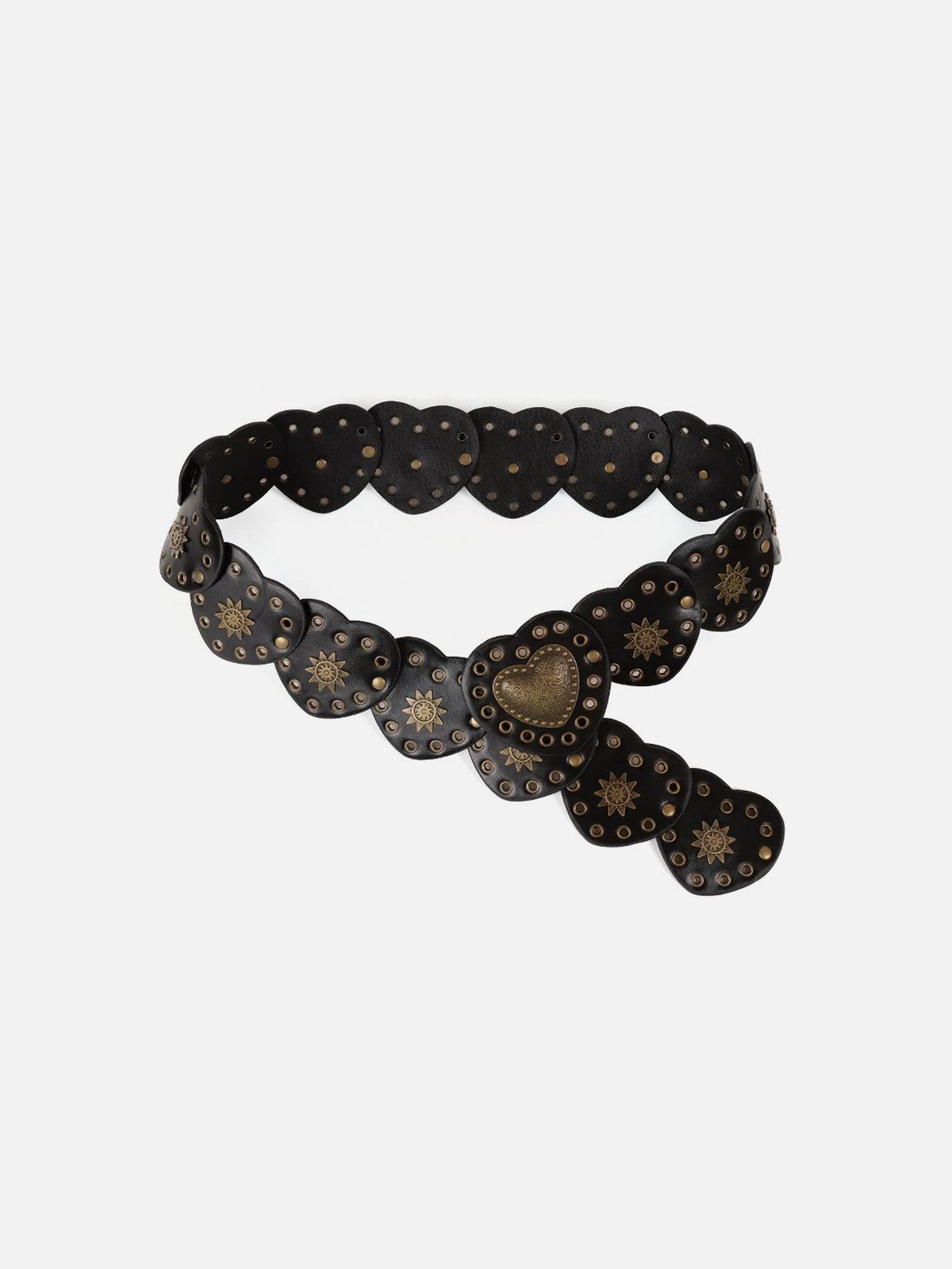 Vintage Heart Rivet Belt Female Product Image