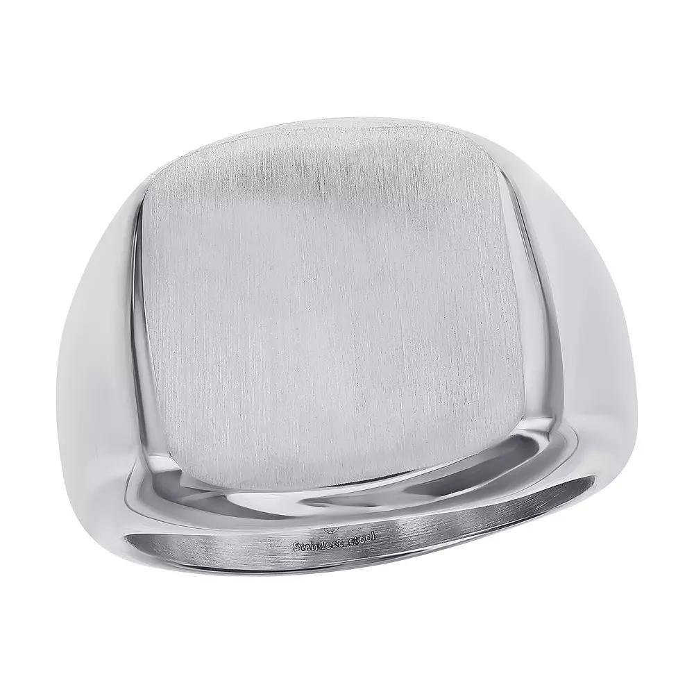 Metallo Men's Stainless Steel Brushed Square Ring, Size: 9 Product Image