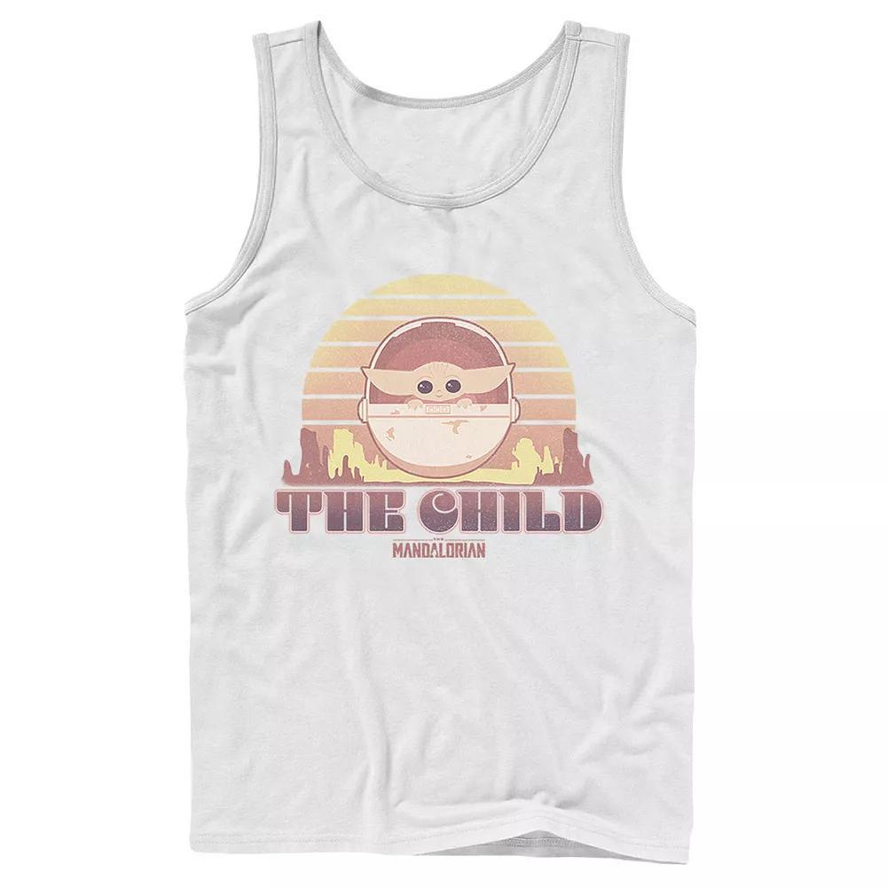 Men's Star Wars The Mandalorian The Child Retro Line Portrait Tank Top, Size: Large, White Product Image