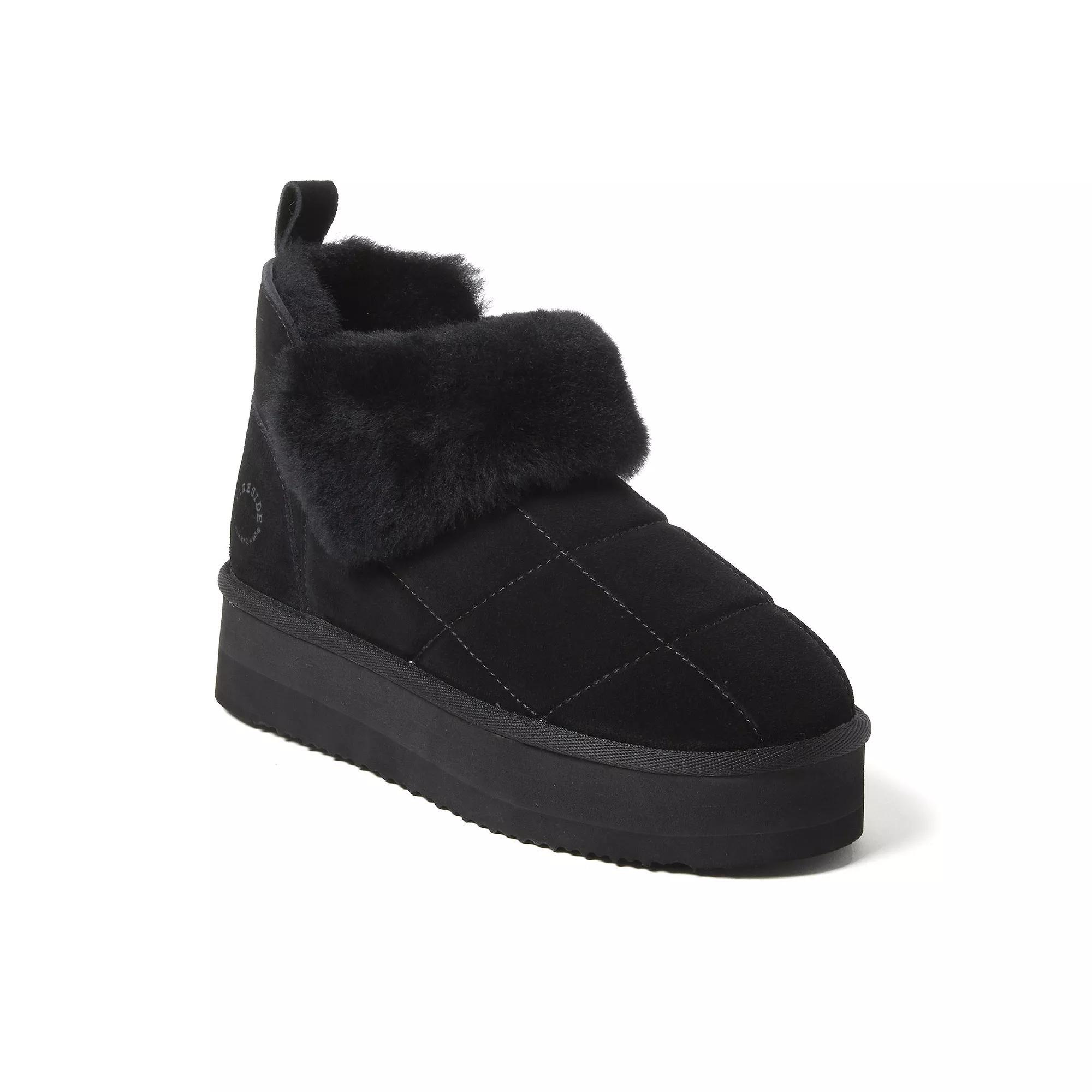 Dearfoams Bayswater Puff Womens Platform Shearling Bootie Slippers Product Image