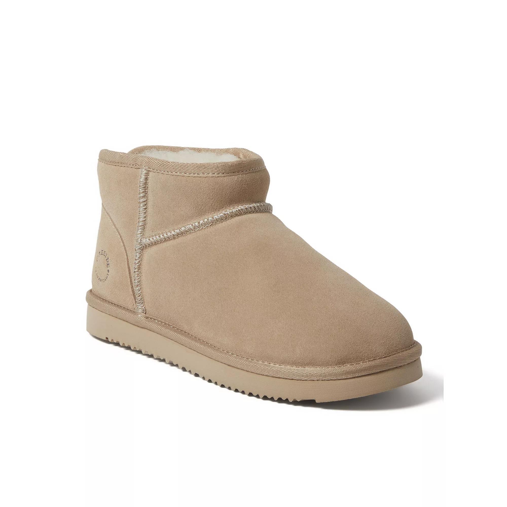 Fireside by Dearfoams Riverland Women's Shearling Micro Ankle Boot Slippers, Size: 6, Brown Product Image