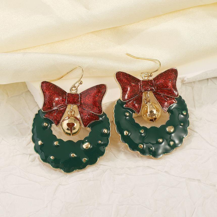 Enamel Christmas Wreath Drop Earring Product Image