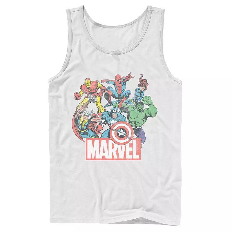 Men's Marvel Avengers Team Retro Comic Vintage Tank Top, Size: Large, White Product Image